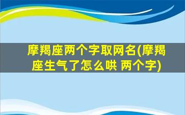 摩羯座两个字取网名(摩羯座生气了怎么哄 两个字)